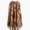 H & M - A-linejurk met diep rugdecolleté - Perzikroze/Dessin