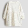 H & M - Sweatjurk met dessin - Wit/Bloemen