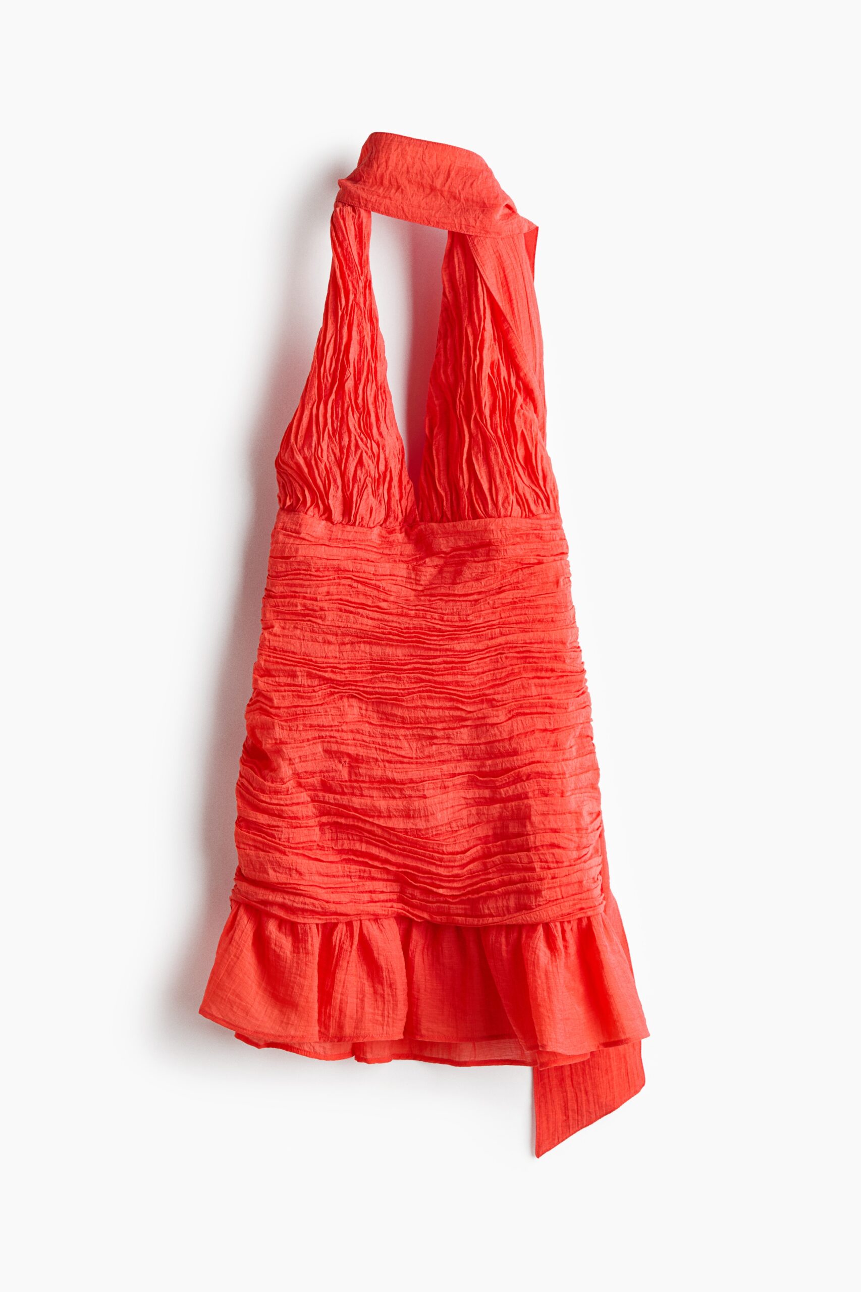 H & M - Geplooide jurk met sjaaldetail - Helderrood