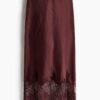 H & M - Satijnen rok met kant - Bordeauxrood