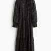 H & M - Maxi-jurk met dessin - Zwart