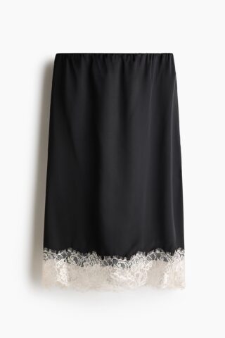 H & M - Rok met kanten bies - Zwart