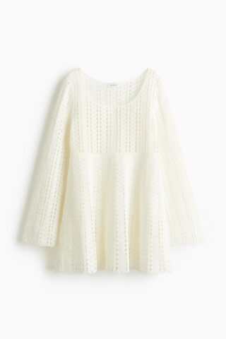 H & M - Jurk met gehaakte look - Roomwit