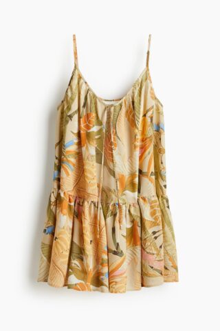 H & M - Strappy A-linejurk - Beige/Bloemen