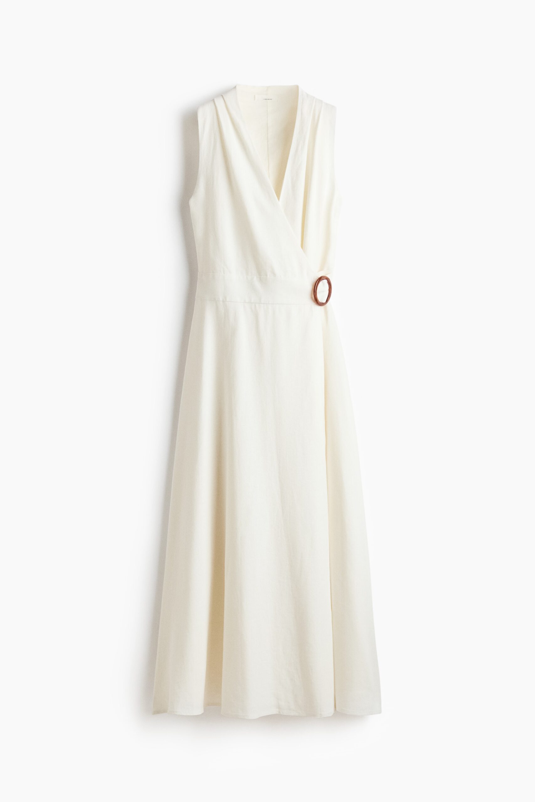 H & M - Overslagjurk van linnenmix - Roomwit