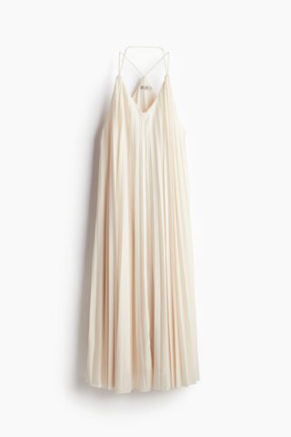H & M - Tricot plisséjurk - Roomwit