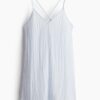 H & M - Strappy open-backjurk - Lichtblauw/Gestreept