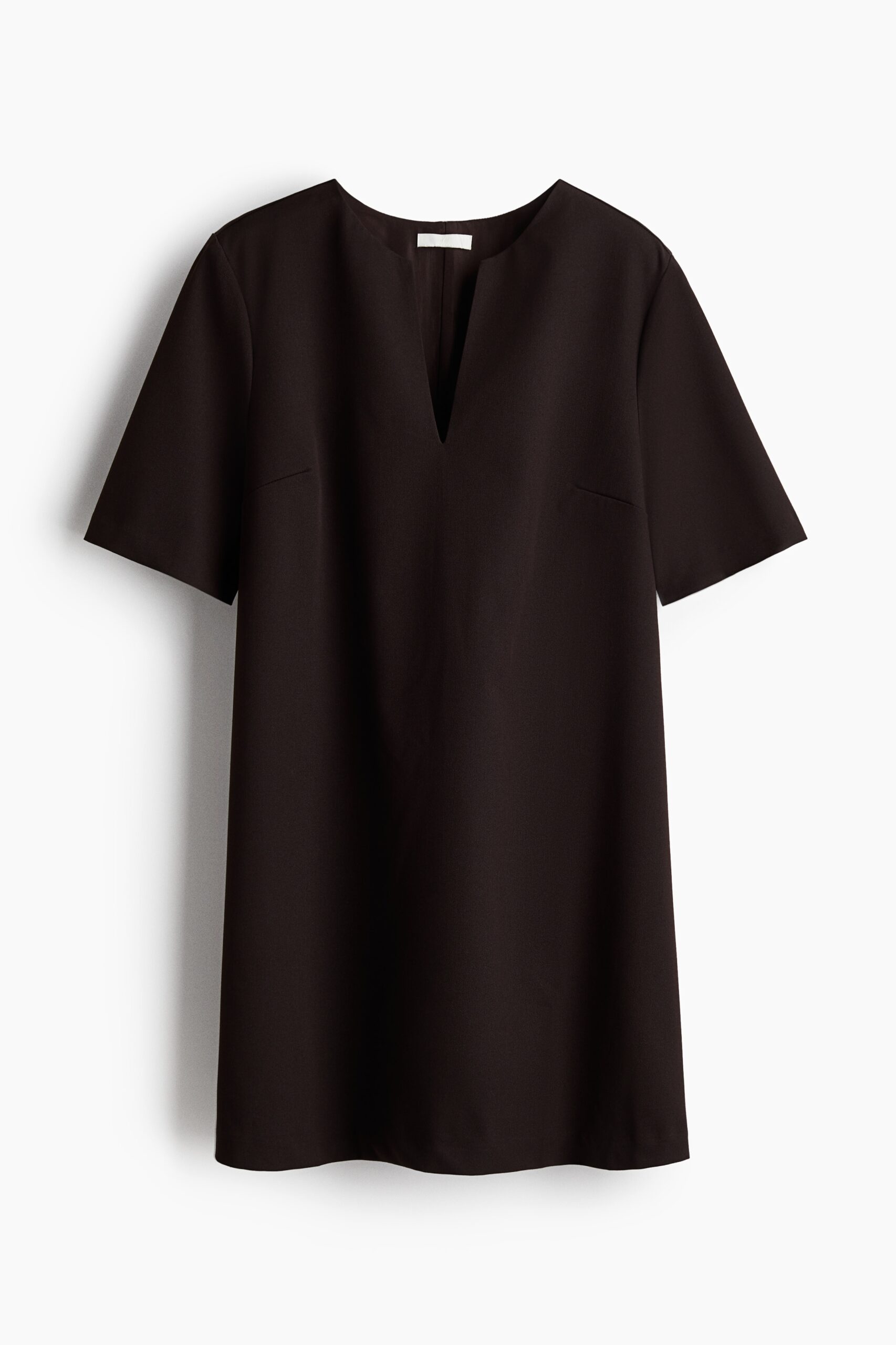 H & M - Jurk met korte mouwen - Donkerbruin