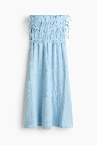 H & M - Bandeaujurk van mousseline - Lichtblauw