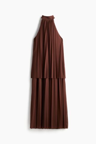 H & M - Plisséjurk - Donkerbruin
