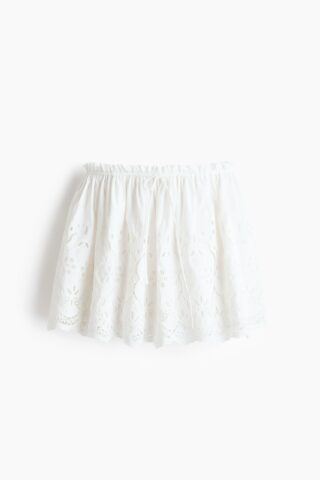 H & M - Drawstringrok met broderie anglaise - Wit