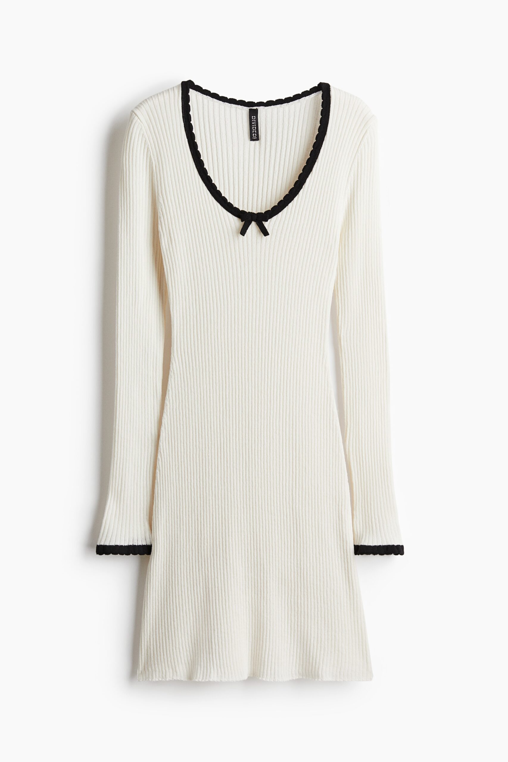 H & M - Ribgebreide bodyconjurk - Roomwit H & M - Ribgebreide bodyconjurk - Roomwit