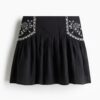 H & M - Rok met borduursel - Zwart