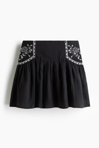 H & M - Rok met borduursel - Zwart