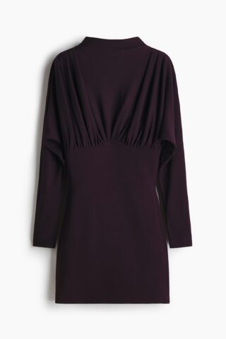 H & M - Gedrapeerde jurk met turtleneck - Pruimenpaars