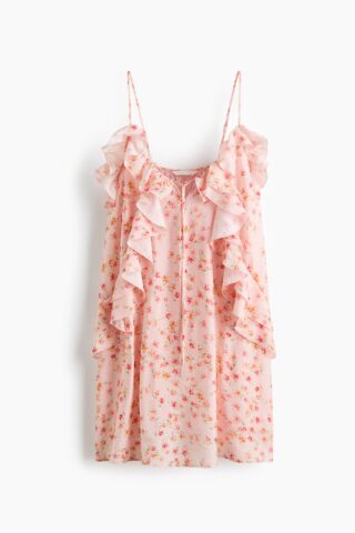 H & M - Strappy jurk met volants - Lichtroze/Bloemen