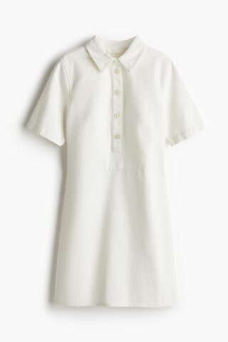 H & M - Denim jurk met kraag - Wit