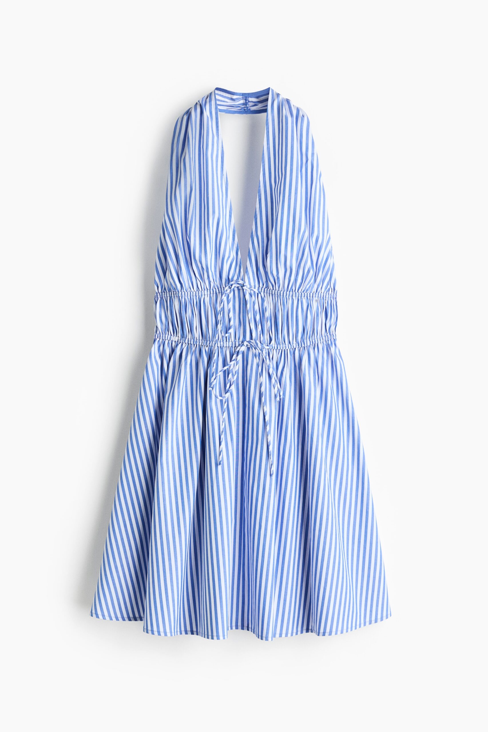 H & M - Halterjurk met drawstring - Blauw/Gestreept H & M - Halterjurk met drawstring - Blauw/Gestreept