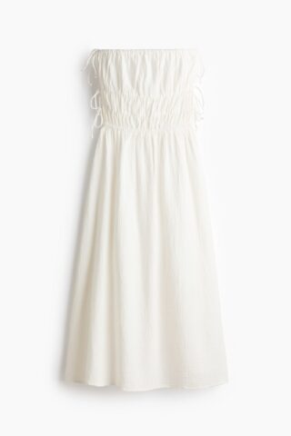 H & M - Bandeaujurk van mousseline - Wit