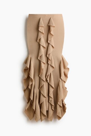 H & M - Gebreide volantrok - Beige