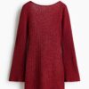 H & M - Strandjurk met boothals - Donkerrood