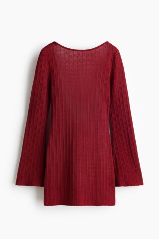 H & M - Strandjurk met boothals - Donkerrood
