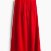 H & M - Plooirok van linnenmix - Helderrood