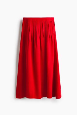 H & M - Plooirok van linnenmix - Helderrood