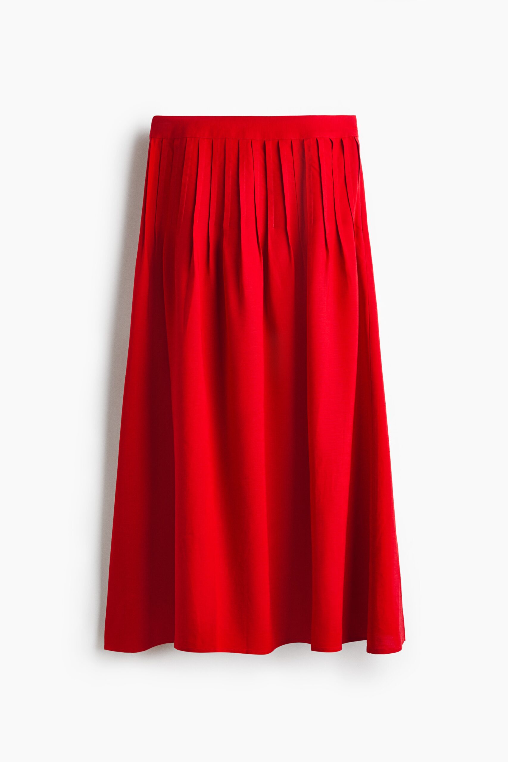 H & M - Plooirok van linnenmix - Helderrood