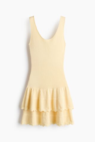 H & M - Jurk met volantrok - Lichtgeel