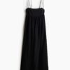 H & M - Midi-jurk met strikbandjes - Zwart