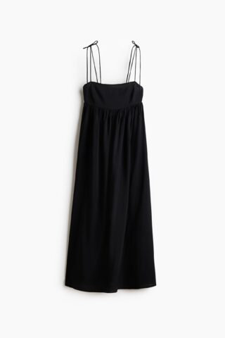 H & M - Midi-jurk met strikbandjes - Zwart