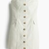 H & M - Bandeaujurk met knoopsluiting - Lichtbeige