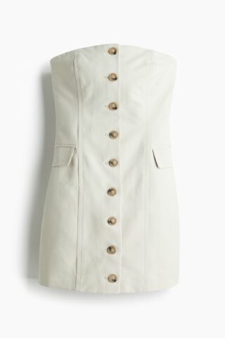 H & M - Bandeaujurk met knoopsluiting - Lichtbeige