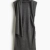H & M - Jurk met sjaalkraag - Donkergrijs Gemêleerd