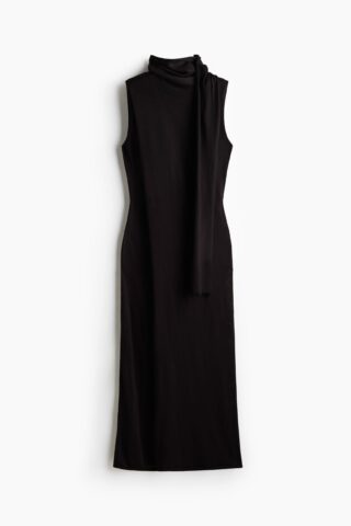 H & M - Jurk met sjaalkraag - Zwart