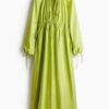 H & M - Oversized jurk met drawstrings - Limegroen