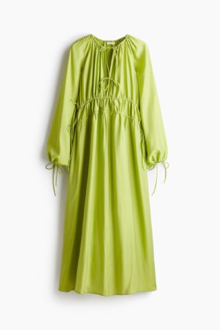 H & M - Oversized jurk met drawstrings - Limegroen