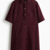 H & M - Bouclé jurk met kraag - Bordeauxrood