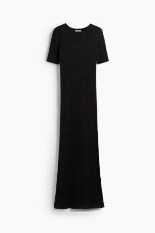 H & M - Ribgebreide T-shirtjurk - Zwart