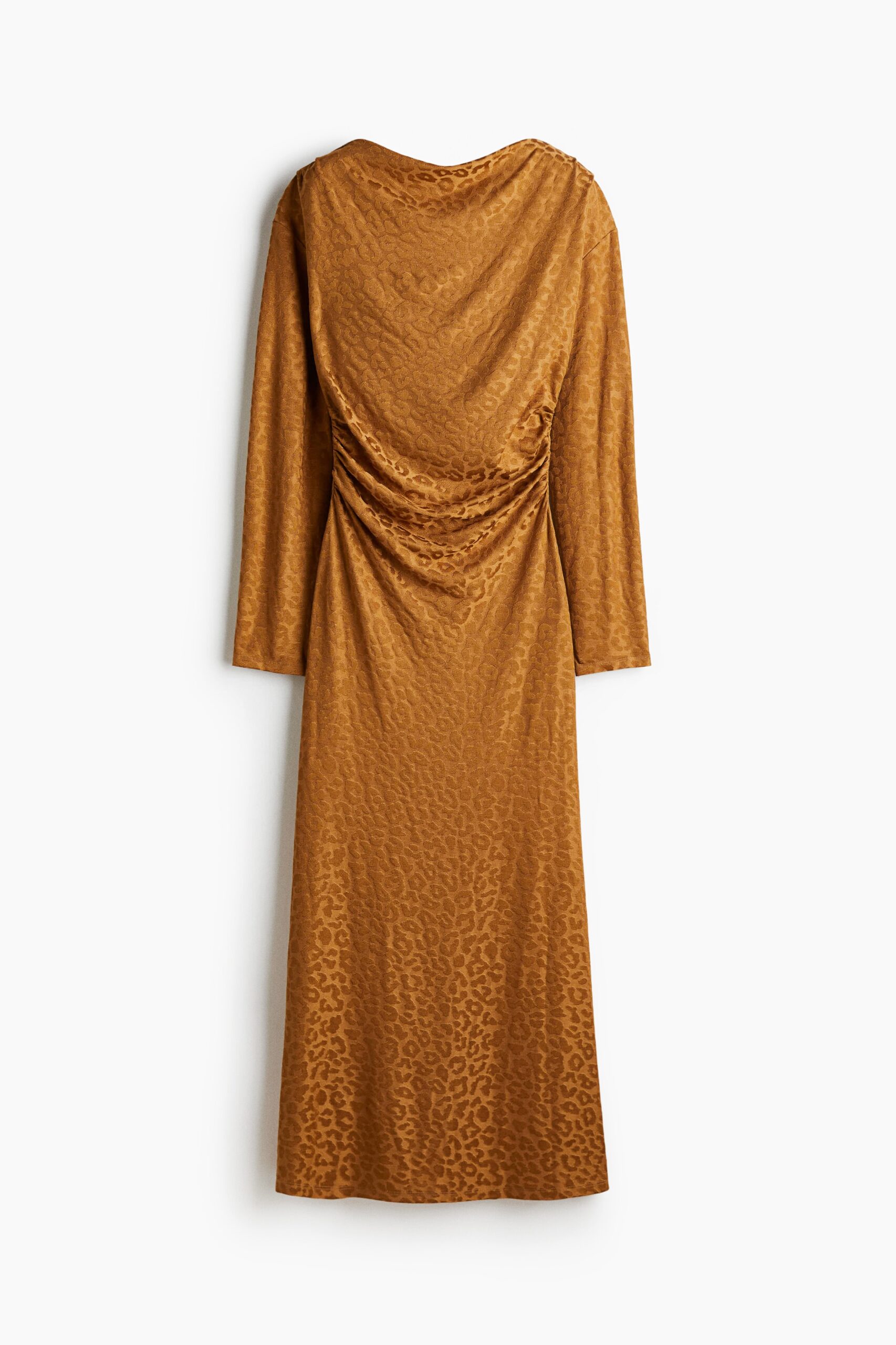 H & M - Gedrapeerde midi-jurk - Donkerbeige