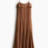 H & M - Strappy jurk van chiffon - Bruin