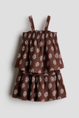 H & M - Tweedelige set - Top en rok - Donkerbruin/Bloemen