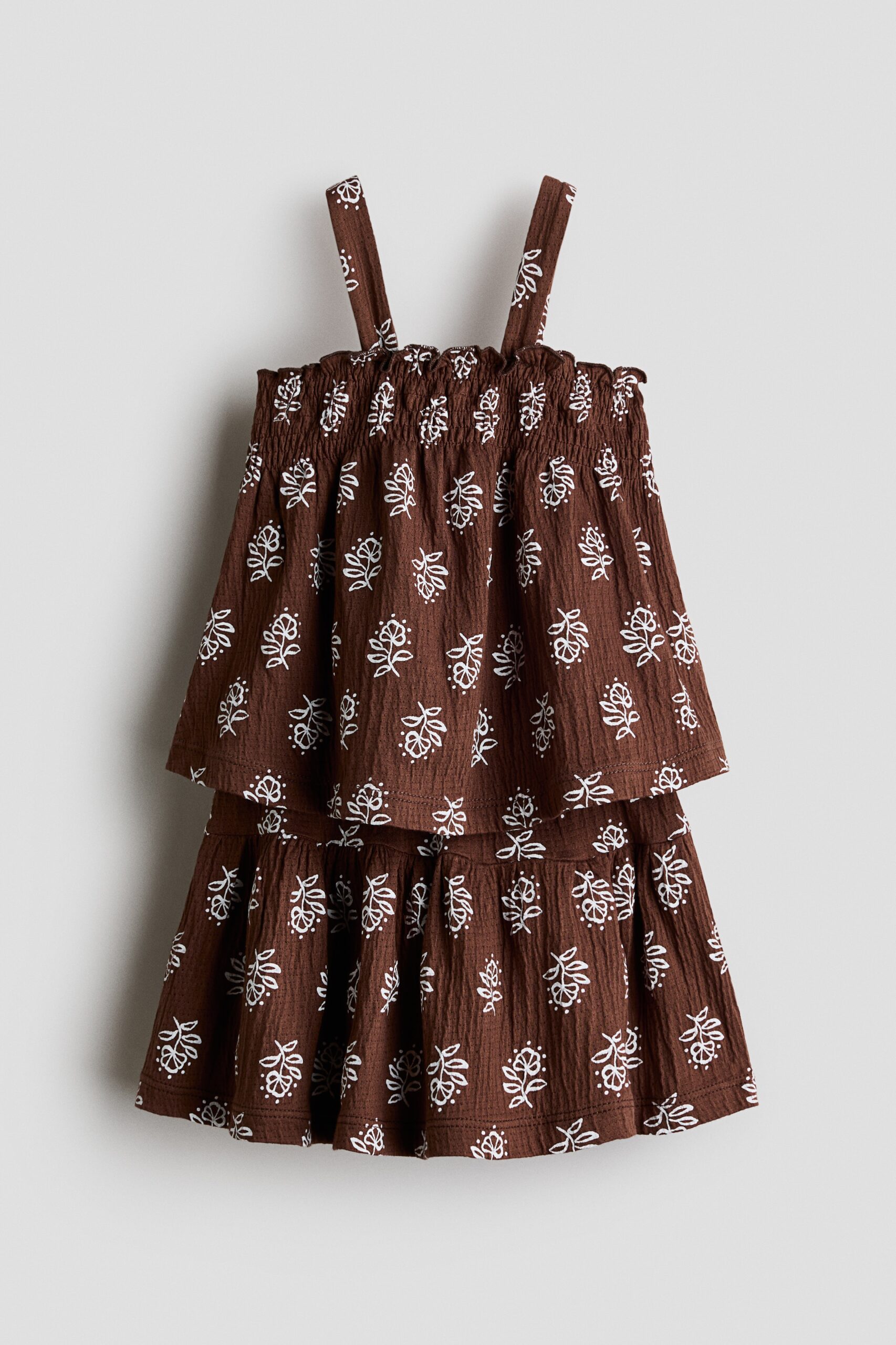 H & M - Tweedelige set - Top en rok - Donkerbruin/Bloemen