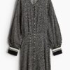 H & M - Jurk met lange mouwen - Zwart/Dessin