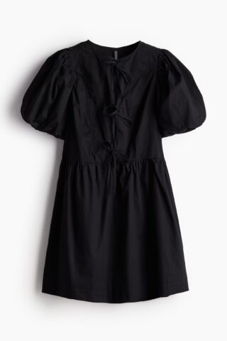 H & M - Jurk met pofmouwen - Zwart