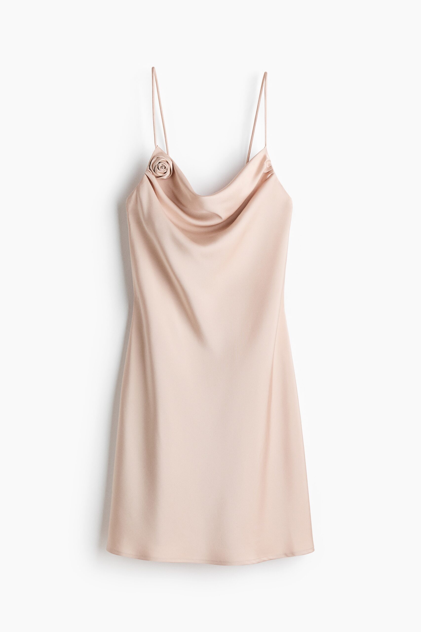 H & M - Satijnen slip-on jurk met strikbandjes - Poederroze H & M - Satijnen slip-on jurk met strikbandjes - Poederroze