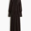 H & M - Maxi-jurk van chiffon - Donkerbruin