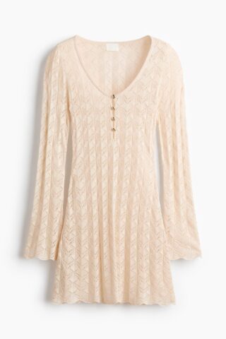 H & M - Mini-jurk met gehaakte look - Lichtbeige