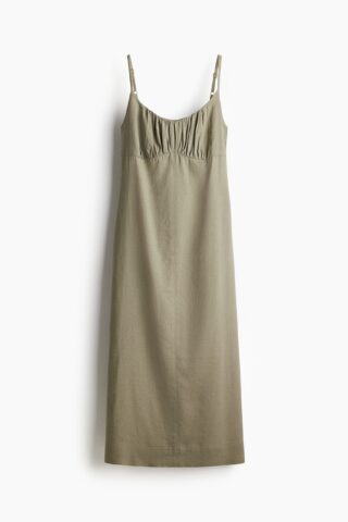 H & M - Strappy jurk van linnenmix - Kakigroen